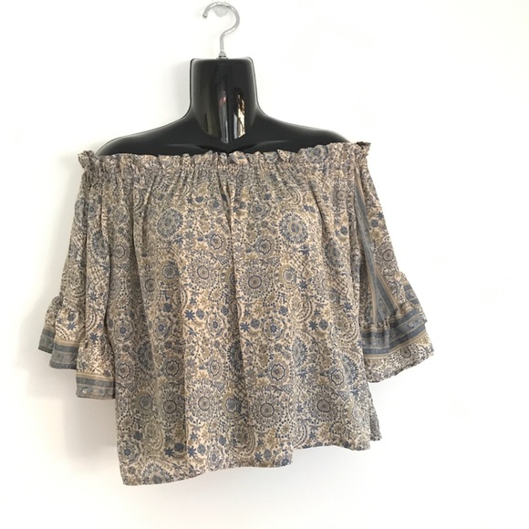 Bohemian Off The Shoulder Crop Peasant Top Princessa - Picture 1 of 10